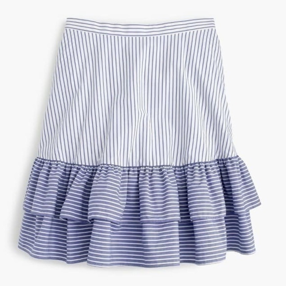 NWT JCrew Striped Ruffle Skirt